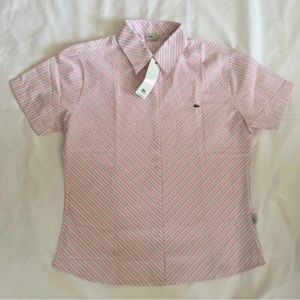 🔵 Lacoste Button Down Short Sleeve Shirt Pink NWT